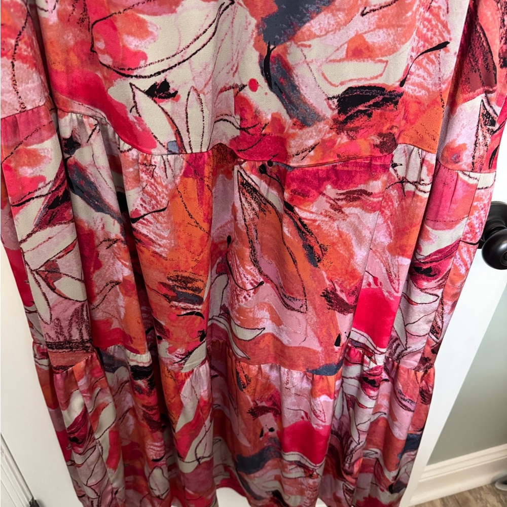 Floral Red and Pink Women's Dress - Picture 5 of 7
